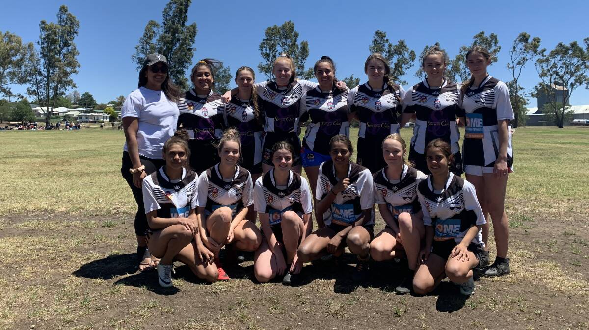 Amelia Tunamena, back left, and Lauren Clarke, back, second from right, will take to the field for the Greater Northern team this Saturday in Lismore. 
