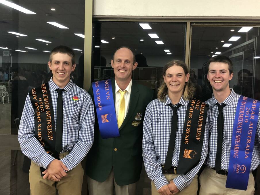 HIGH ACHIEVERS: Ryan and Daniel McIntyre, Jack Hillier and Byron Campbell competed for NSW at the National Shearing Championships. Photo: Supplied.