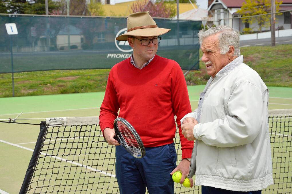 REVAMP: Adam Marshall and Glen Innes tennis president Peter Haselwood at the courts. 