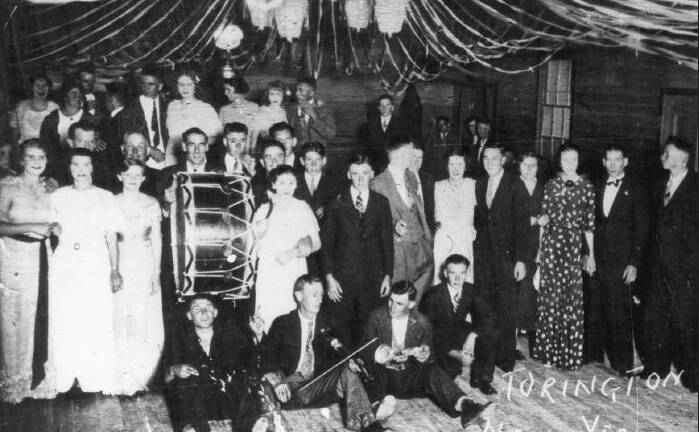 Residents celebrate at a ball in the Torrington Hall in the 1930s. 