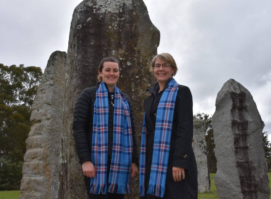 Event Co-ordinator for Glen Innes Severn Council Navanka Fletcher with Former Celtic Festival Chair Lara Gresham, wearing the Glen Innes tartan.