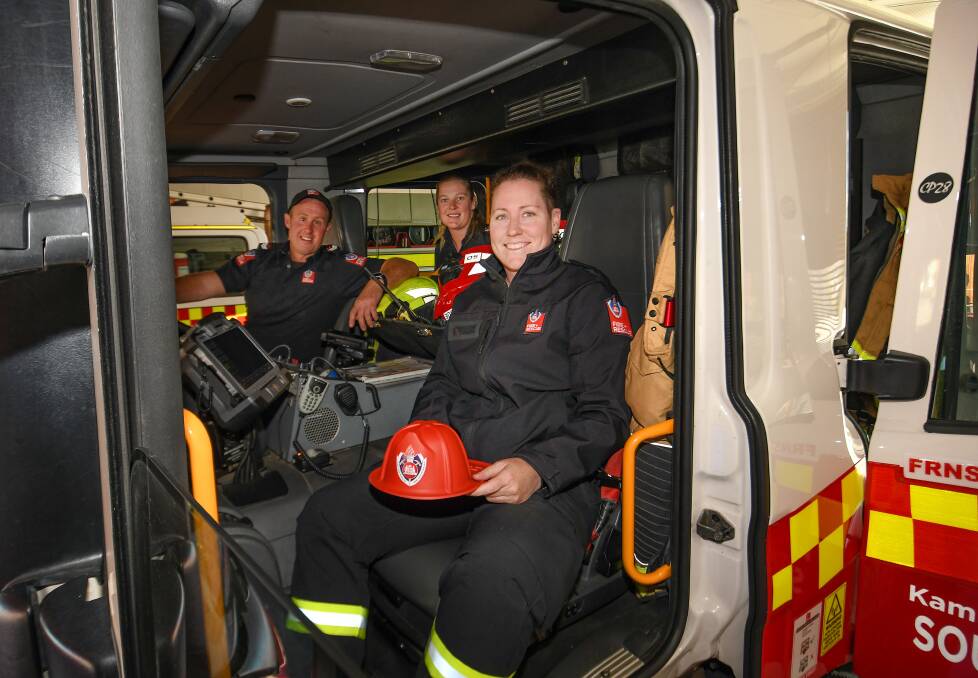 South Tamworth firefighters Karl Jones, Katlyn Nielsen and Megan Shanahan. Picture by Gareth Gardner