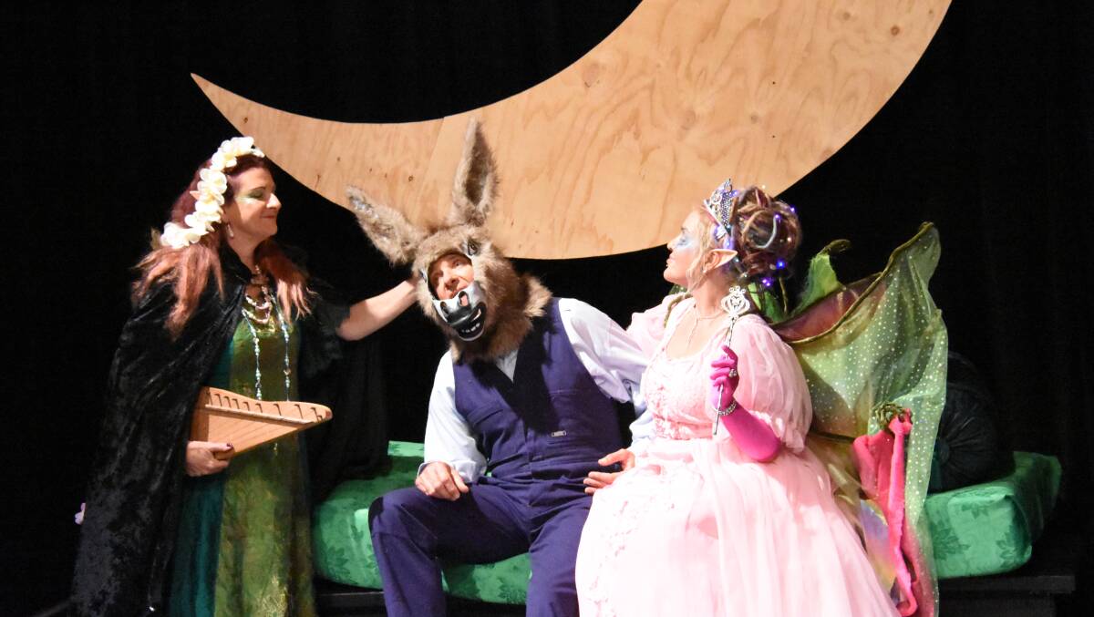 Titania, queen of the faeries, is bewitched into loving a man turned into a donkey by magic. This is a seriously odd play. 