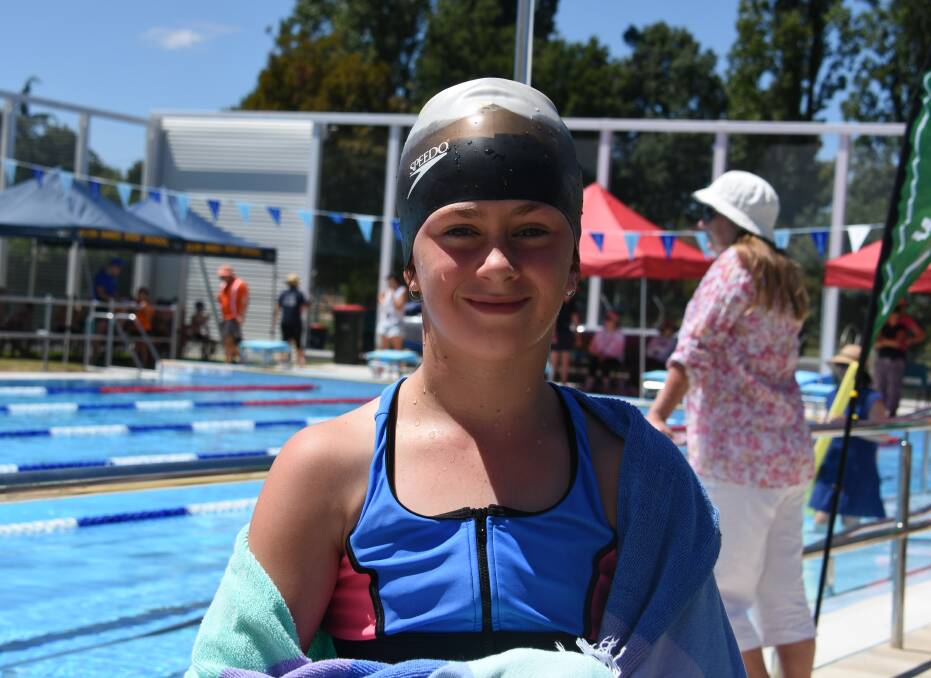 NICER WEATHER: Summa Elliott at the Glen Innes pool during a warmer period of 2019. Pictures: Andrew Messenger. 