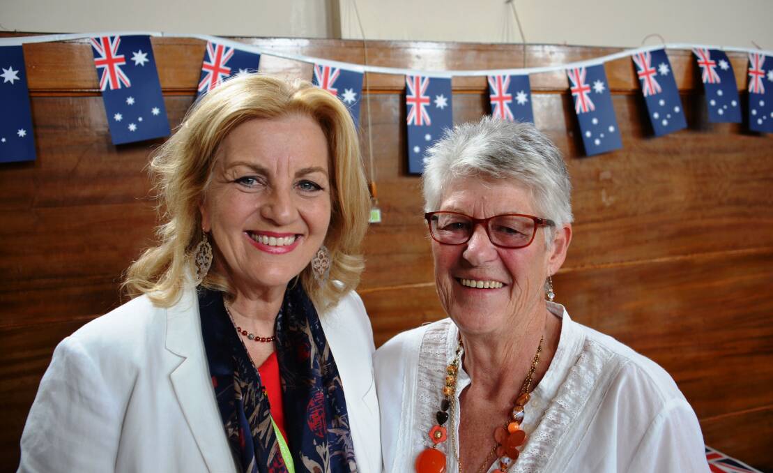 Australia day committee chairperson Jan Lemon (right) at the 2016 Australia day celebrations with ambassador Jean Kitson.