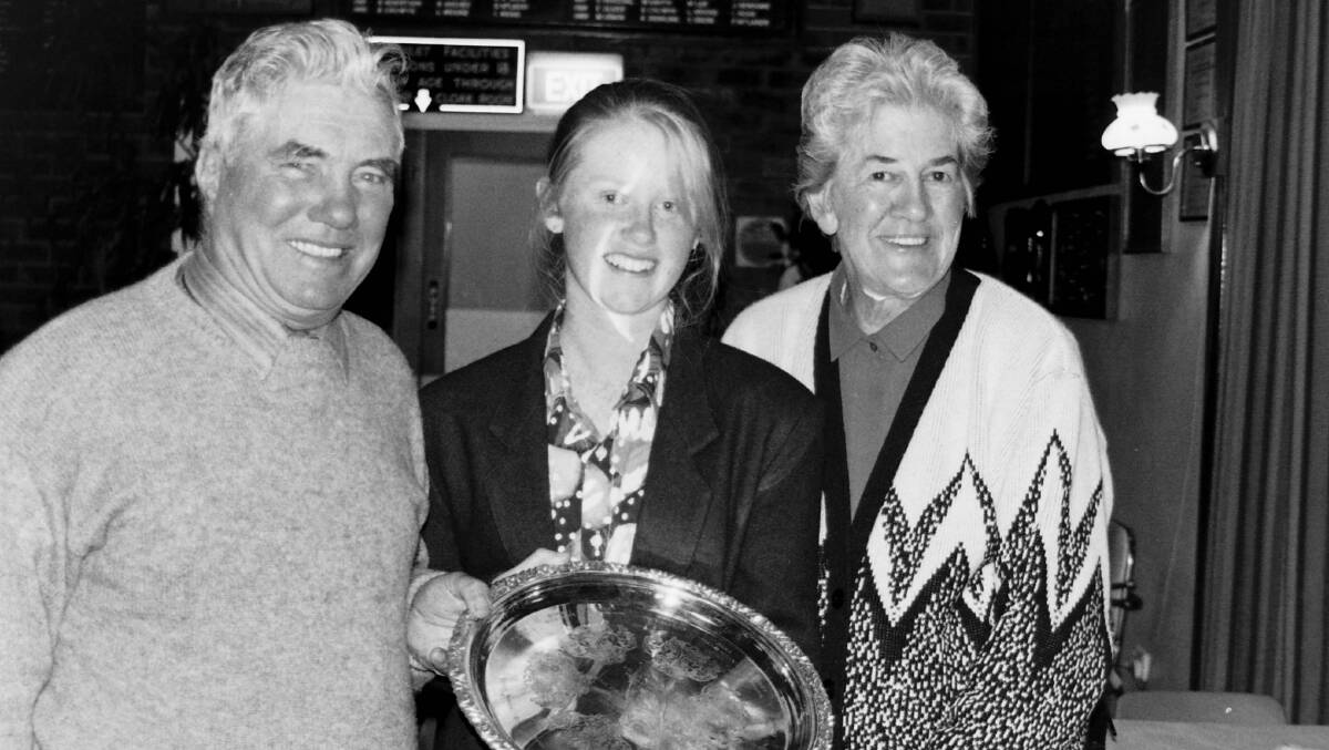 Max and Valmae Burey nee Chaffey, early members and always great supporters of the Junior Famers

with Fiona Holmes who won the Burey Award for Member of the Year in 1994