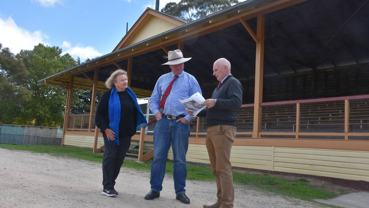 Barnaby Joyce with Mayor Carol Sparks and council director Graham Price at a funding announcement in May.