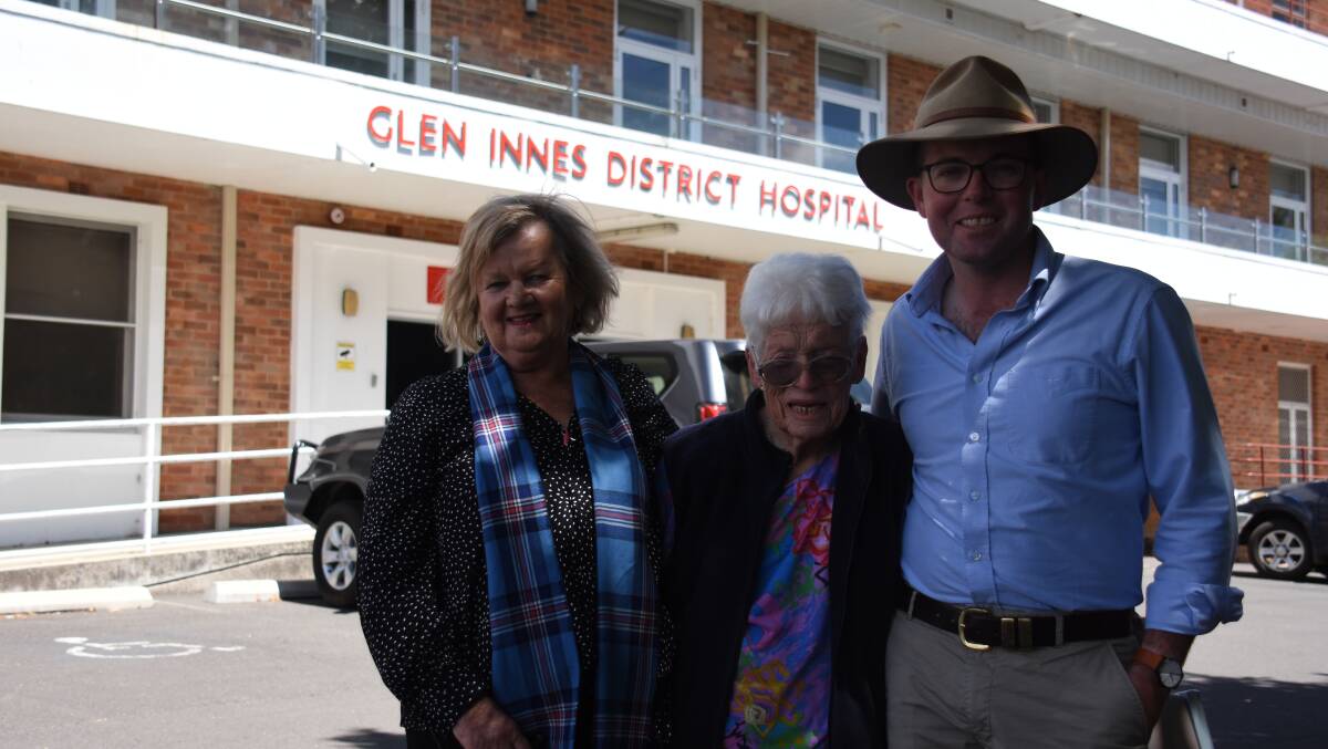 Jan Sharman (middle) with Glen Innes Severn mayor Carol Sparks and Adam Marshall.
