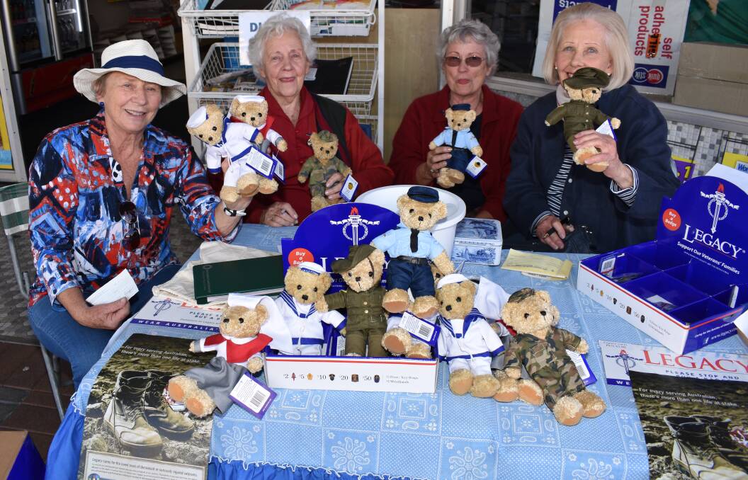 PINS AND PEACE: Christine Lynn, Val Stevenson, Sandra McBain and Anne Brewer aimed to raise $2000 or more in pins on Friday and Saturday. Pictures: Andrew Messenger.