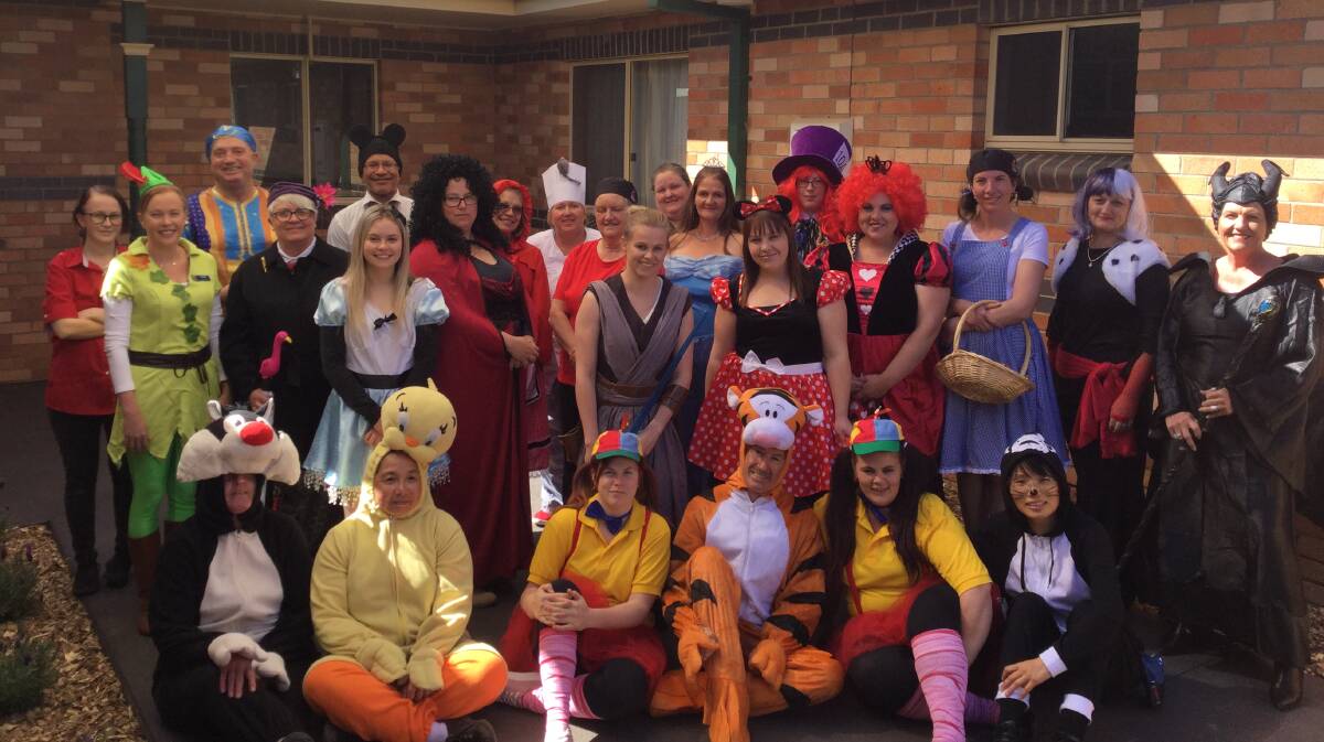 Glen Innes Masonic Village staffed dressed as Disney characters to celebrate the Health and Services Union's "thank you for working in aged care" campaign. 