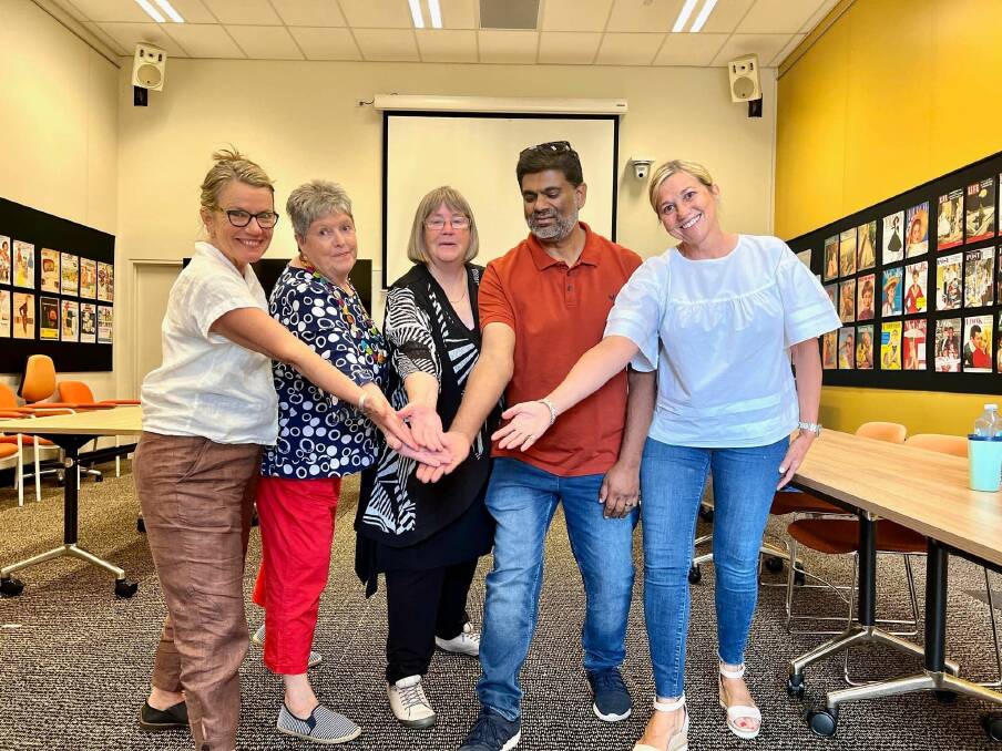 PILOT PROJECT: Attract Connect Stay project advisor, Dr Cath Cosgrave, with office bearers Catherine Donald (vice chairperson), Sheryn Nourse (chairperson), Shageer Mohammed (treasurer) and Kate Dance (secretary). Photo: Supplied