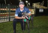 Peter Lagogiane with Nad Al Sheba who is his runner in the Ladbrokes Golden Easter Egg Final at Wentworth Park. Picture supplied