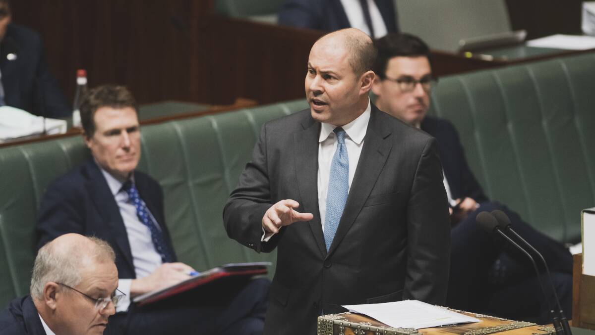 Treasurer Josh Frydenberg during question time in the House of Representatives. Picture: Dion Georgopoulos