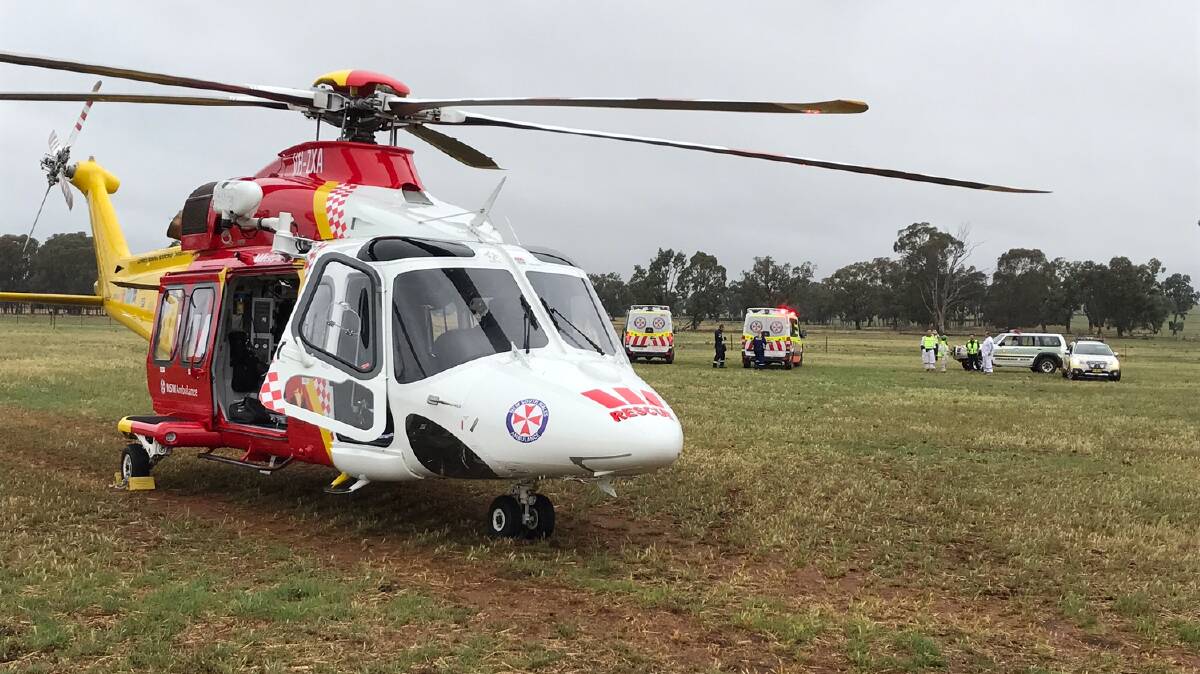 AIRLIFTED: A Bundarra man has been taken to Tamworth Hospital suffering burns from an explosion.