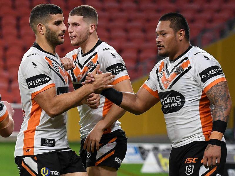 Ill discipline by Wests Tiger Joey Leilua (R) won't be a long term issue, says coach Michael Maguire