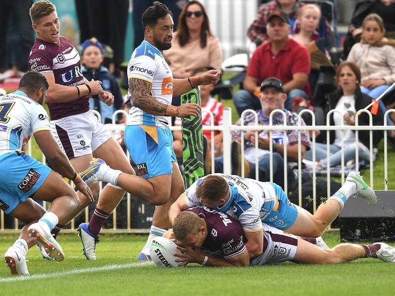Manly's Tom Trbojevic returned from injury in style by scoring a try in the win over Gold Coast.