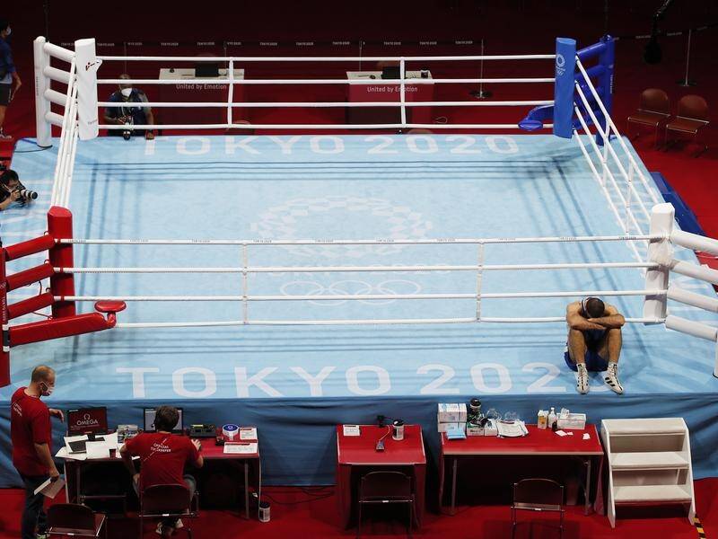 French boxer Mourad Aliev sat ringside for almost an hour in protest of his Tokyo quarterfinal DQ.