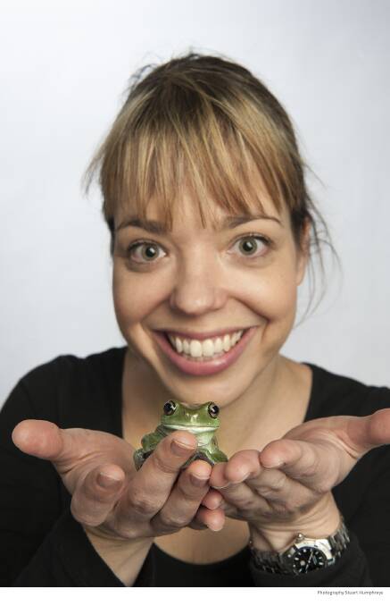 Dr Jodi Rowley and Green Tree Frog (not the Peppered Tree Frog).