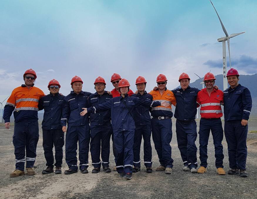 The White Rock Wind Farm workers with their Chinese colleagues.