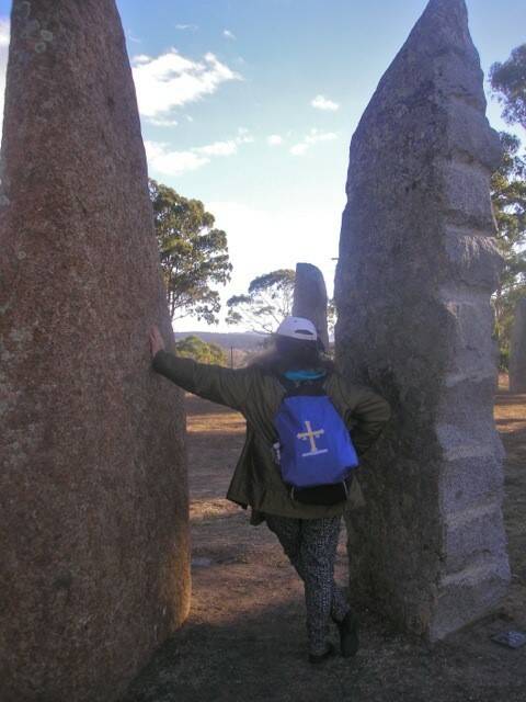 Lucy, moved by the Standing Stones in Glen Innes.