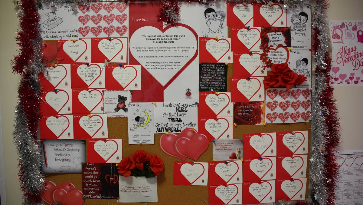 The board for messages of love at the Glen Innes Masonic Village.