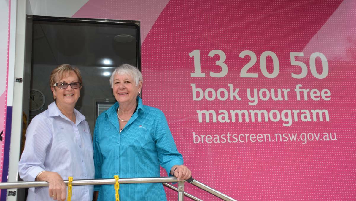 Sue O’Reilly and Rosemary Molloy at a previous visit of the Breastscreen NSW mobile unit to Glen Innes.