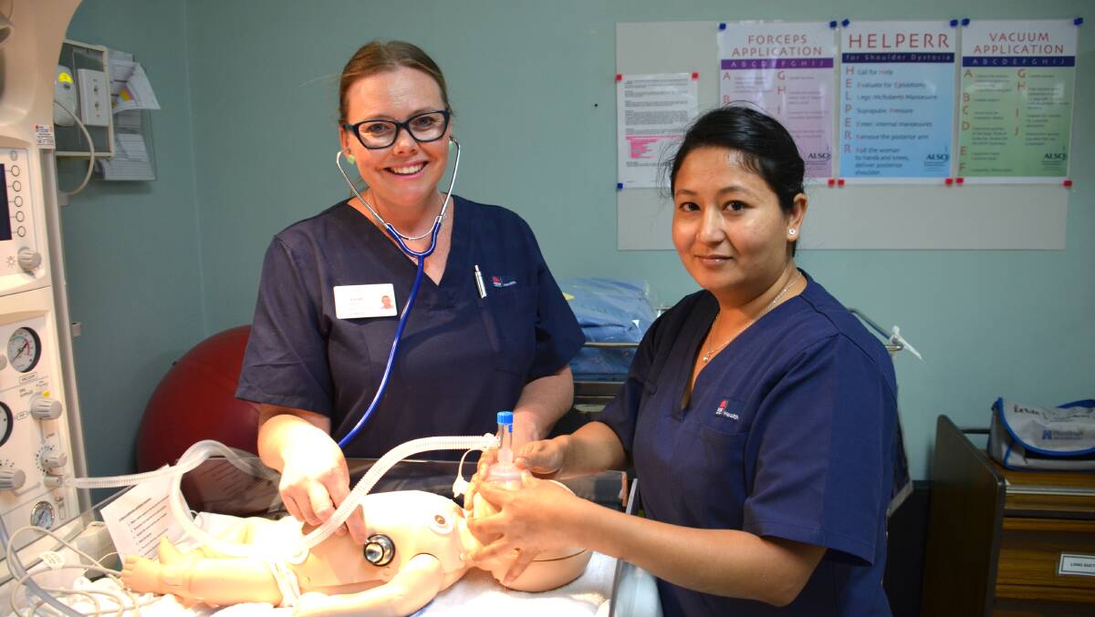 Clinical Midwifery Educator Sarah Whyte with student Anju Kafle at the Glen Innes Maternity Unit.