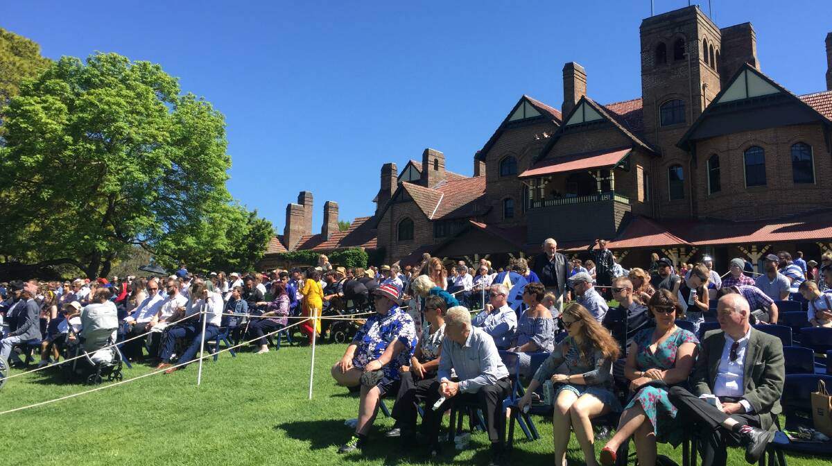 FAMILIES GATHER: One of UNE's graduation events held last year where a big turn-out from student's parents and relatives was very obvious.