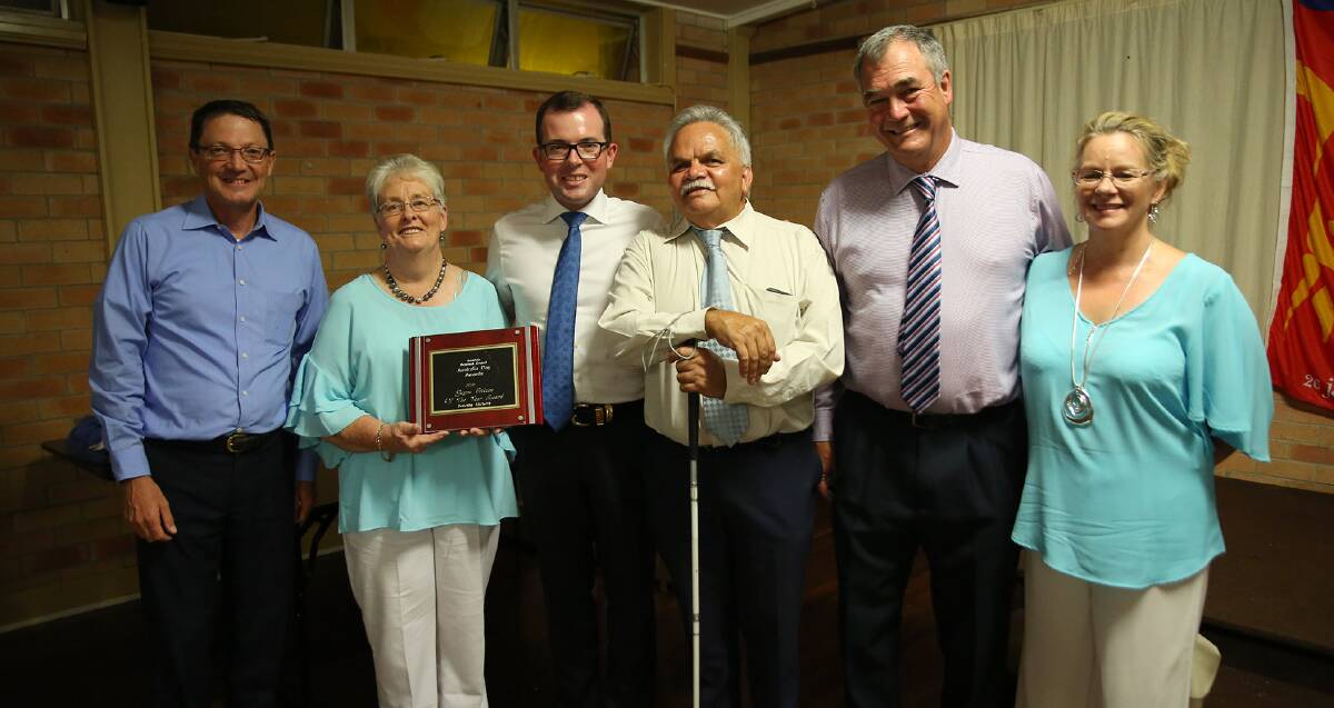 (l-r) Scot MacDonald MLC with Armidale Citizen of the Year Dot Vickery, Member for Northern Tablelands Adam Marshall, Australia Day Ambassador Steve Widders, Armidale Regional Council Mayor Simon Murray and Councillor Di Grey.