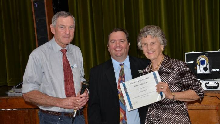 Seniors Week luncheon: Colin Price, Ron Webel and Shirley Donald.