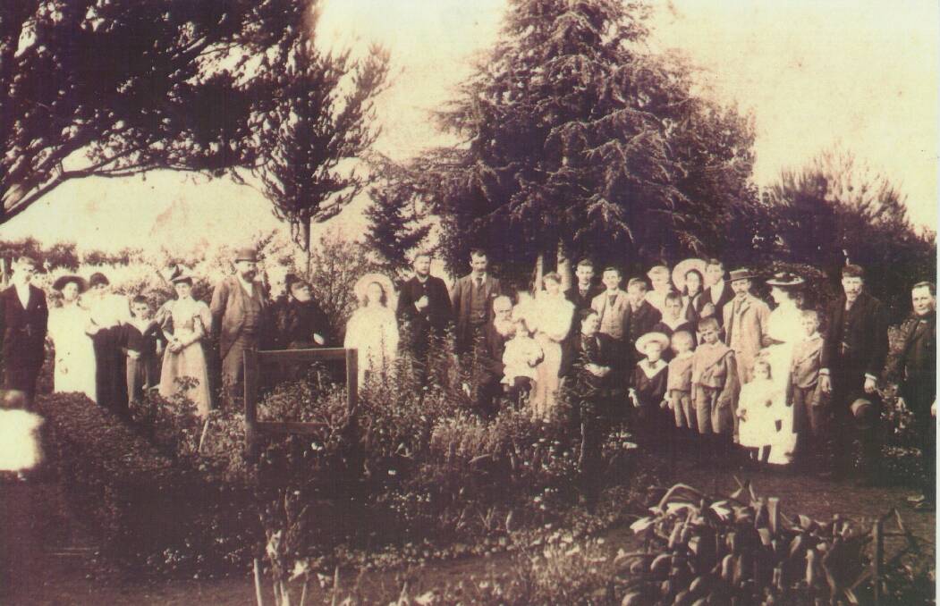 Family gathering: James and Matilda Martin with extended family at Kent Park, 1895.