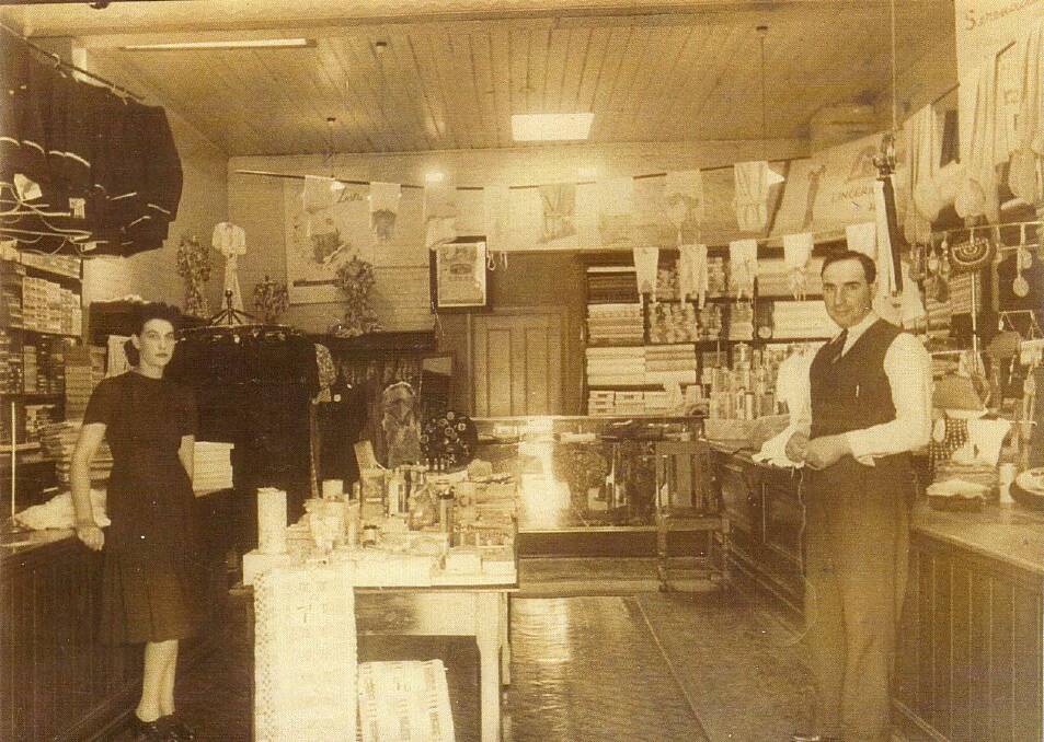  Interior of Josephs Drapery store at 232 Grey Street: Ursula Scarf and Joe Joseph C 1940.